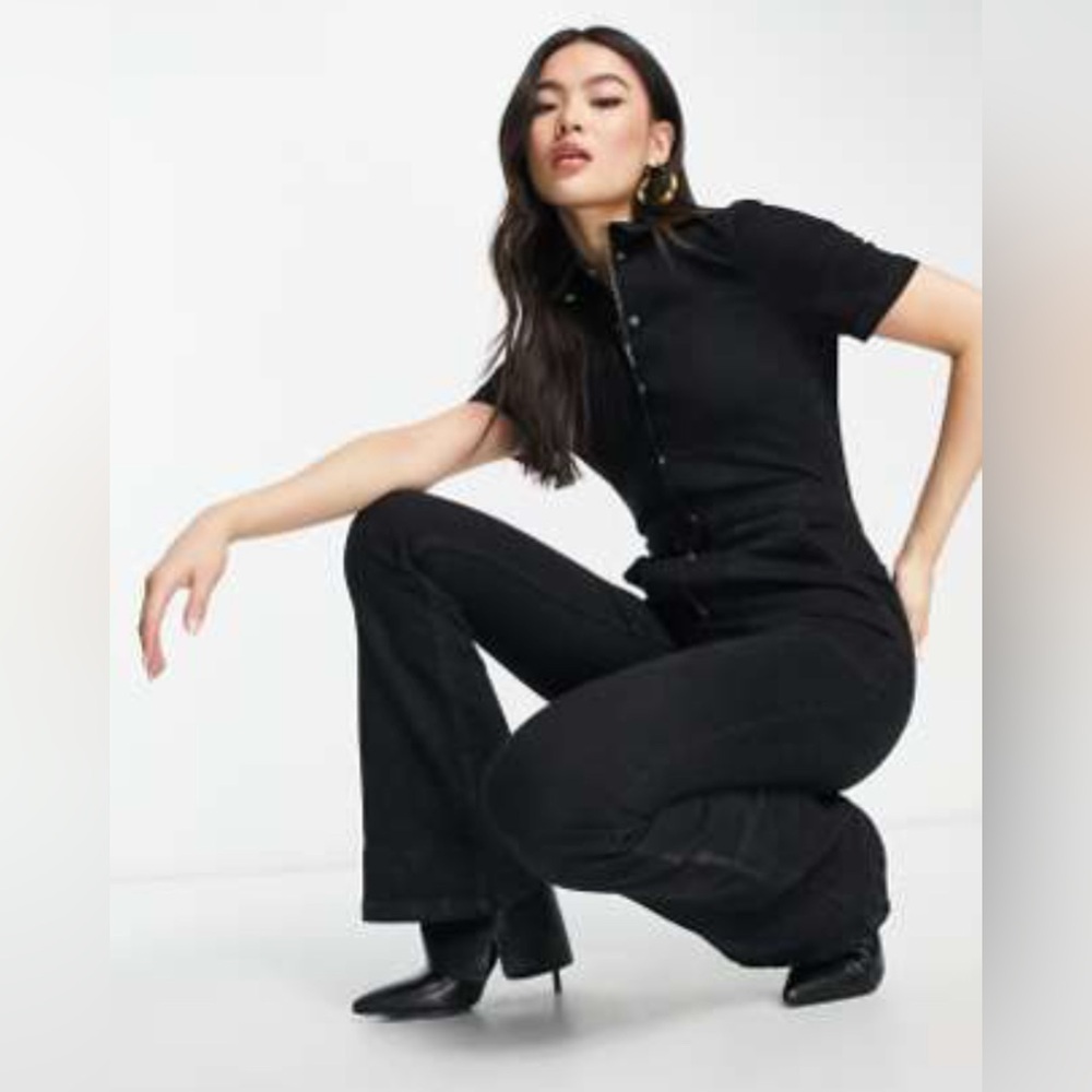 ASOS Black Short Sleeve Jumpsuit